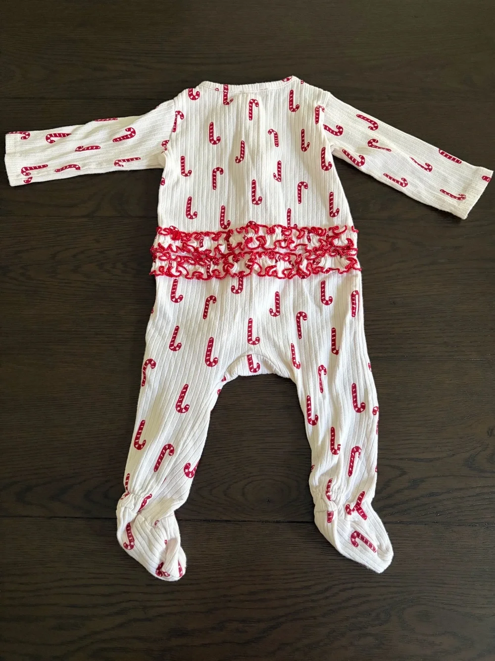 Baby Red & White Candy Cane Footie